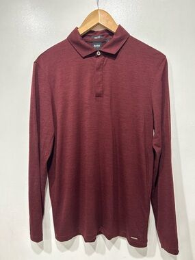 BOSS Hugo Boss Men’s 100% Virgin Wool Knit Polo Sweater Long Sleeve Size S